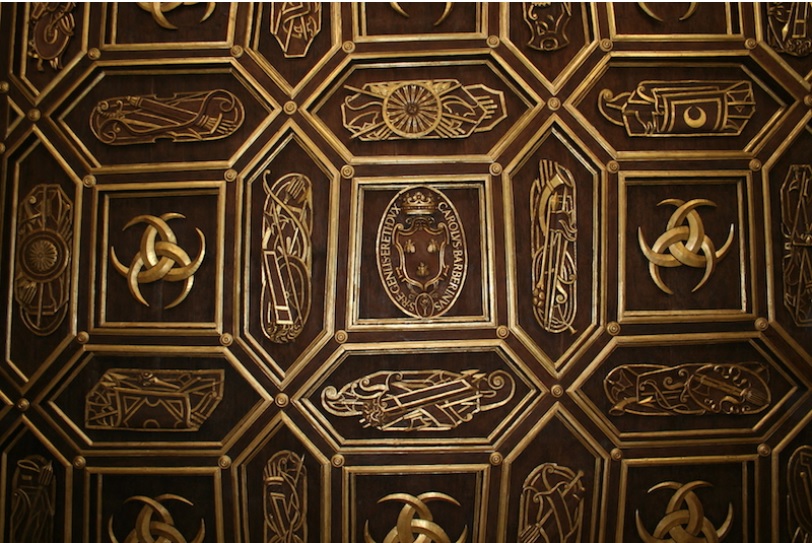  soffitto ligneo intagliato e dorato Palazzo Orsini Barberini copyright de feo restauri
