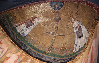 santo stefano rotondo roma  conca absidale con santi primo e feliciano e croce gemmata al centro