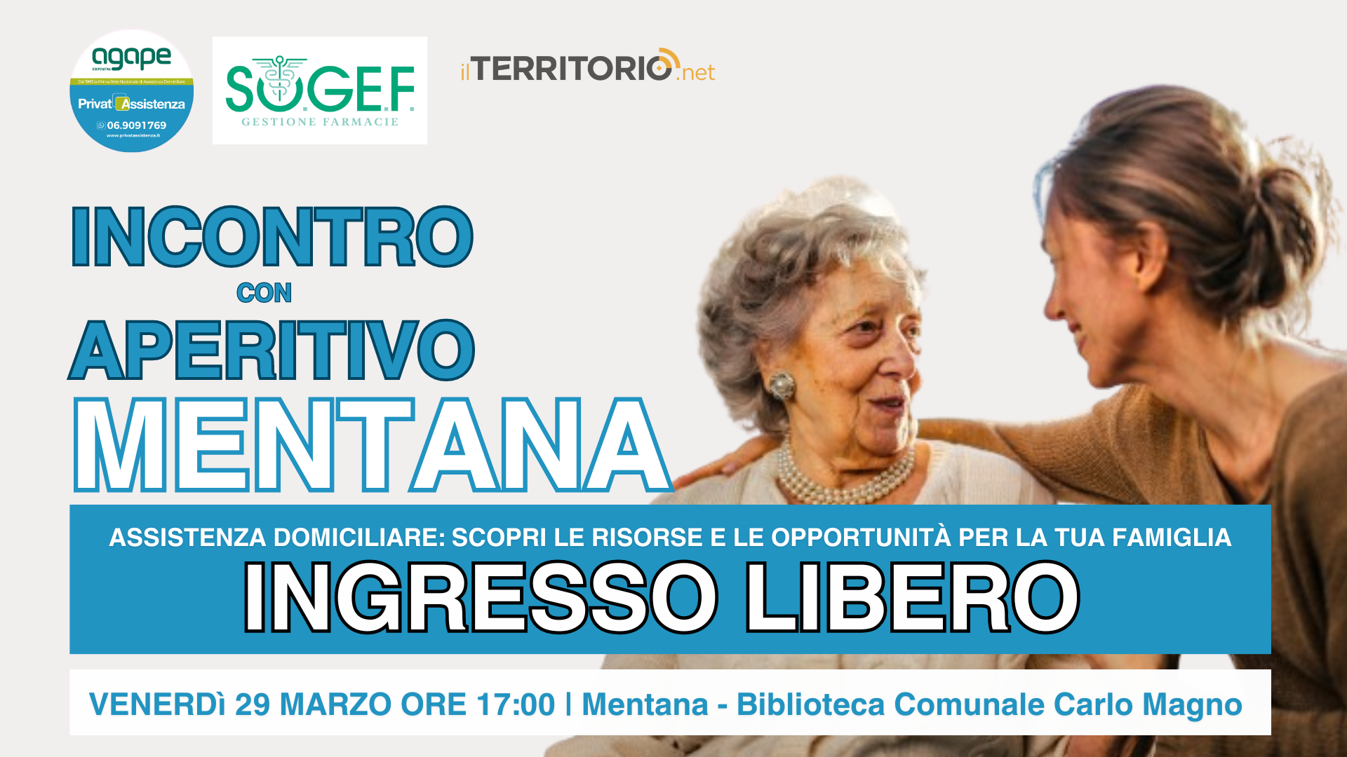 Assistenza anziani a Mentana Agape cooperativa Agape venerdì 29 marzo 2024