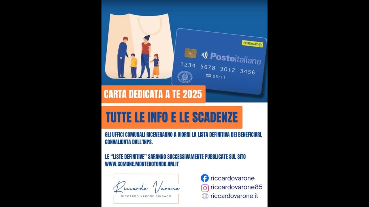 Monterotondo: informazioni utili sulla Carta “Dedicata a te” 2025