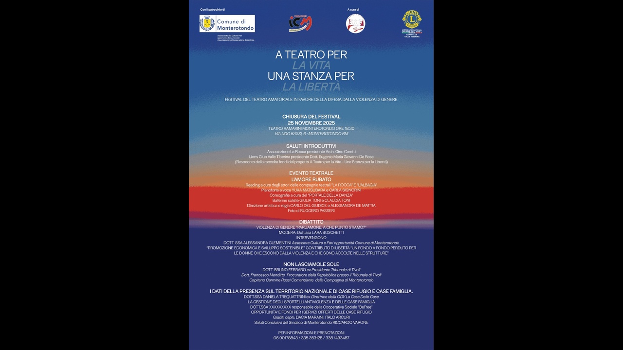 Monterotondo: al Teatro Ramarini un mese contro la violenza di genere