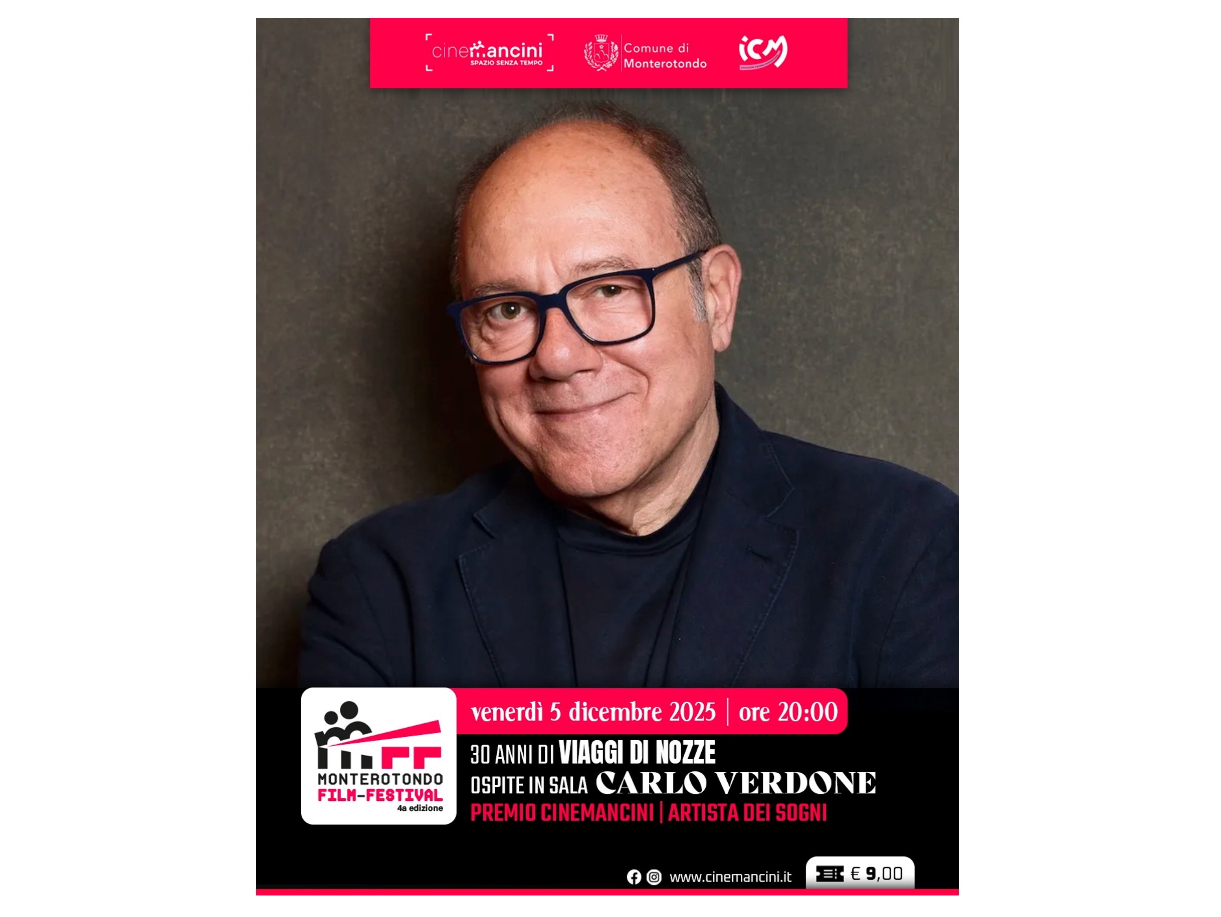 Carlo Verdone ospite al Monterotondo Film Festival