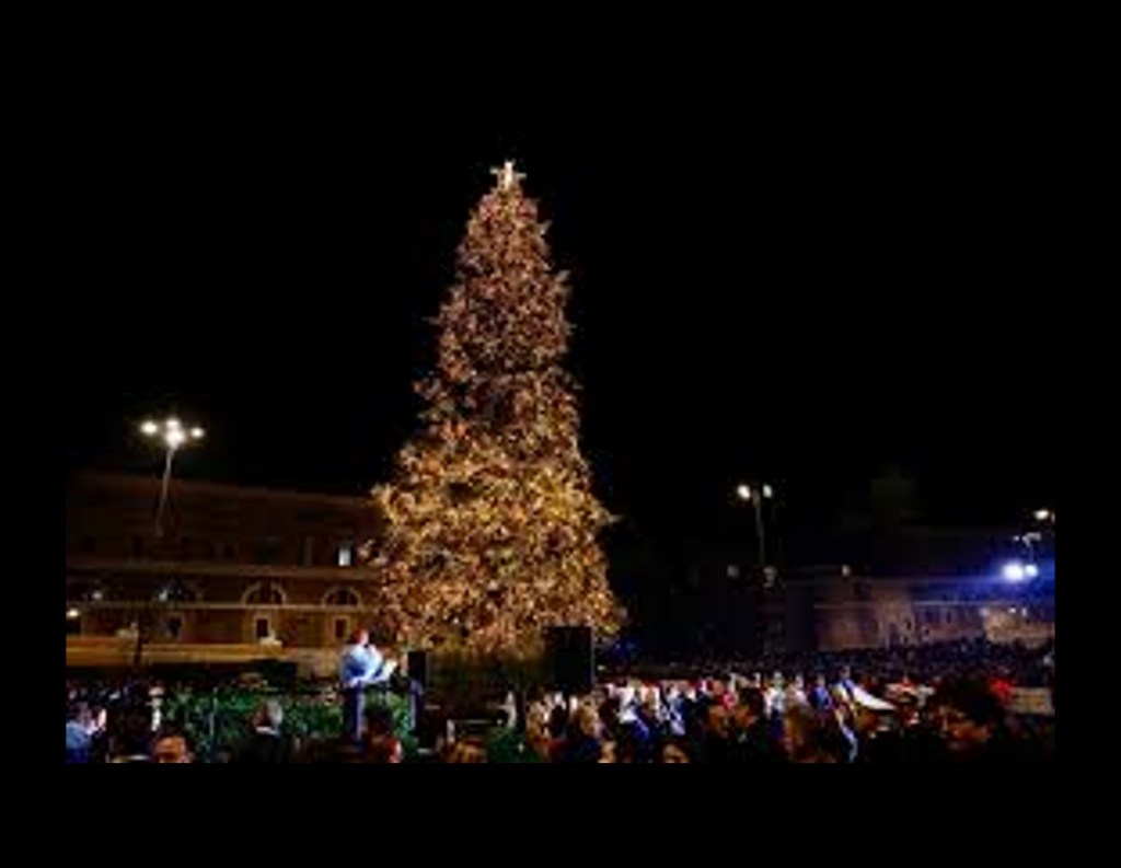 Roma: acceso l’albero di Natale a Piazza del Popolo