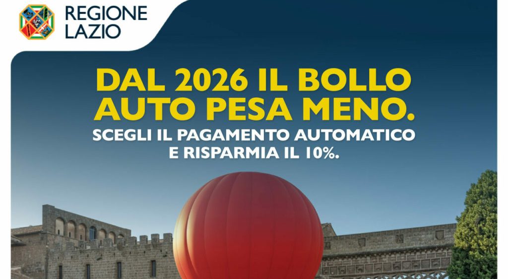 Bollo auto Lazio, al via la domiciliazione con sconto 10%