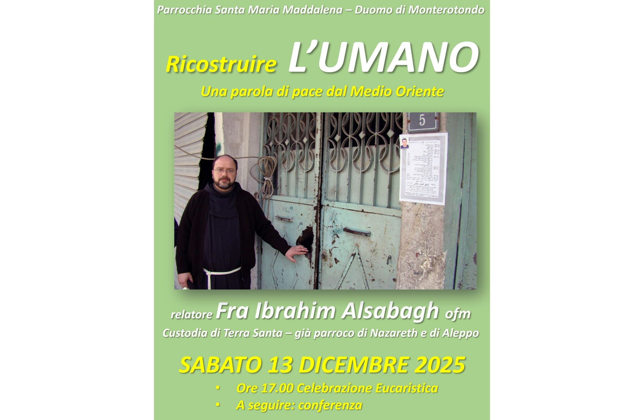 Fra Ibrahim Alsabagh a Monterotondo per un incontro di pace