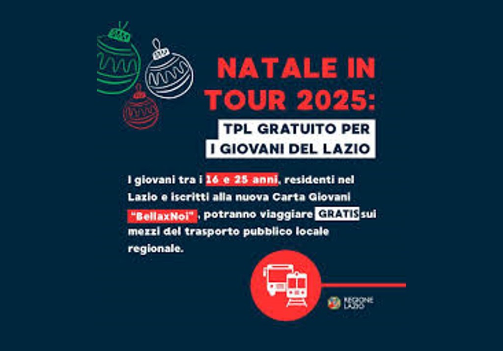 TPL gratis per under 25 nel Lazio dall’8 dicembre