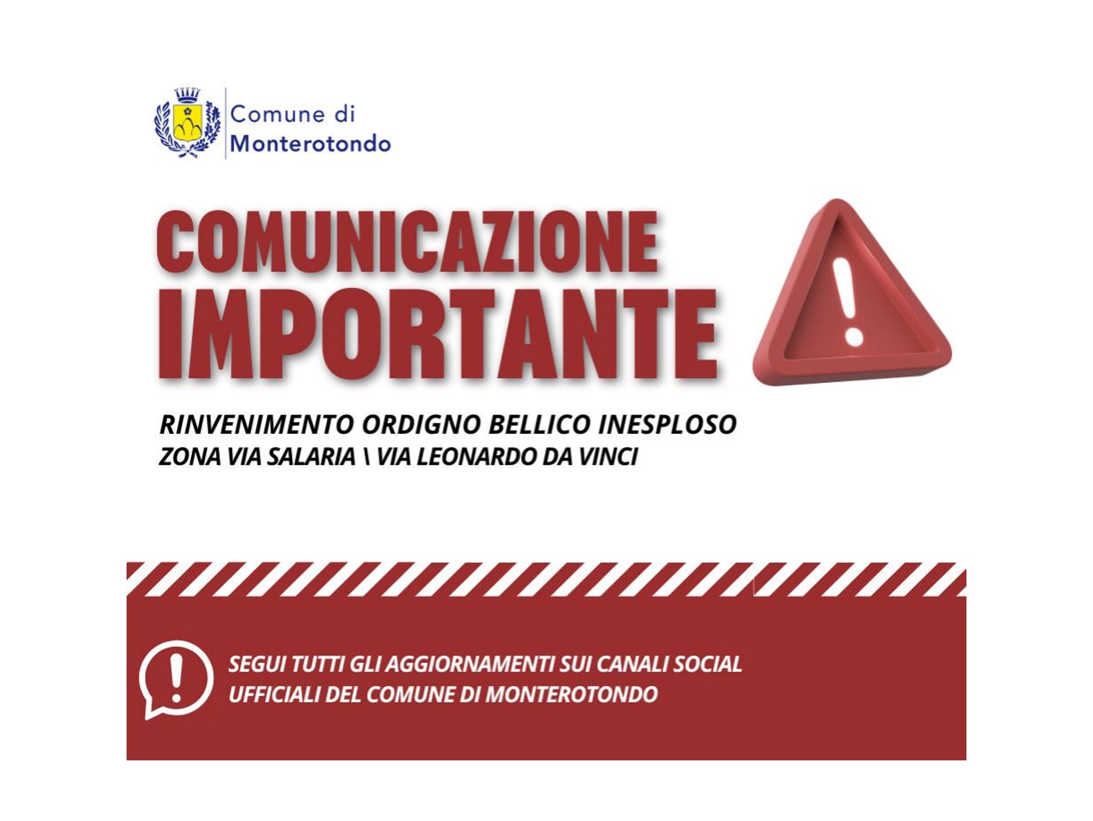 Ordigno bellico inesploso a Monterotondo in via Salaria