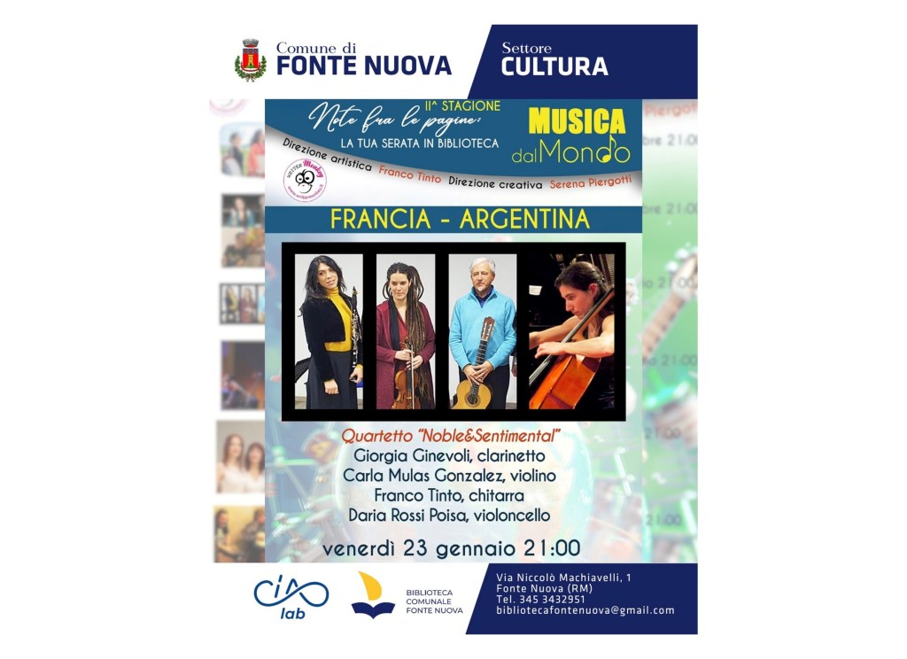 Fonte Nuova, musica dal mondo in Biblioteca con Francia-Argentina