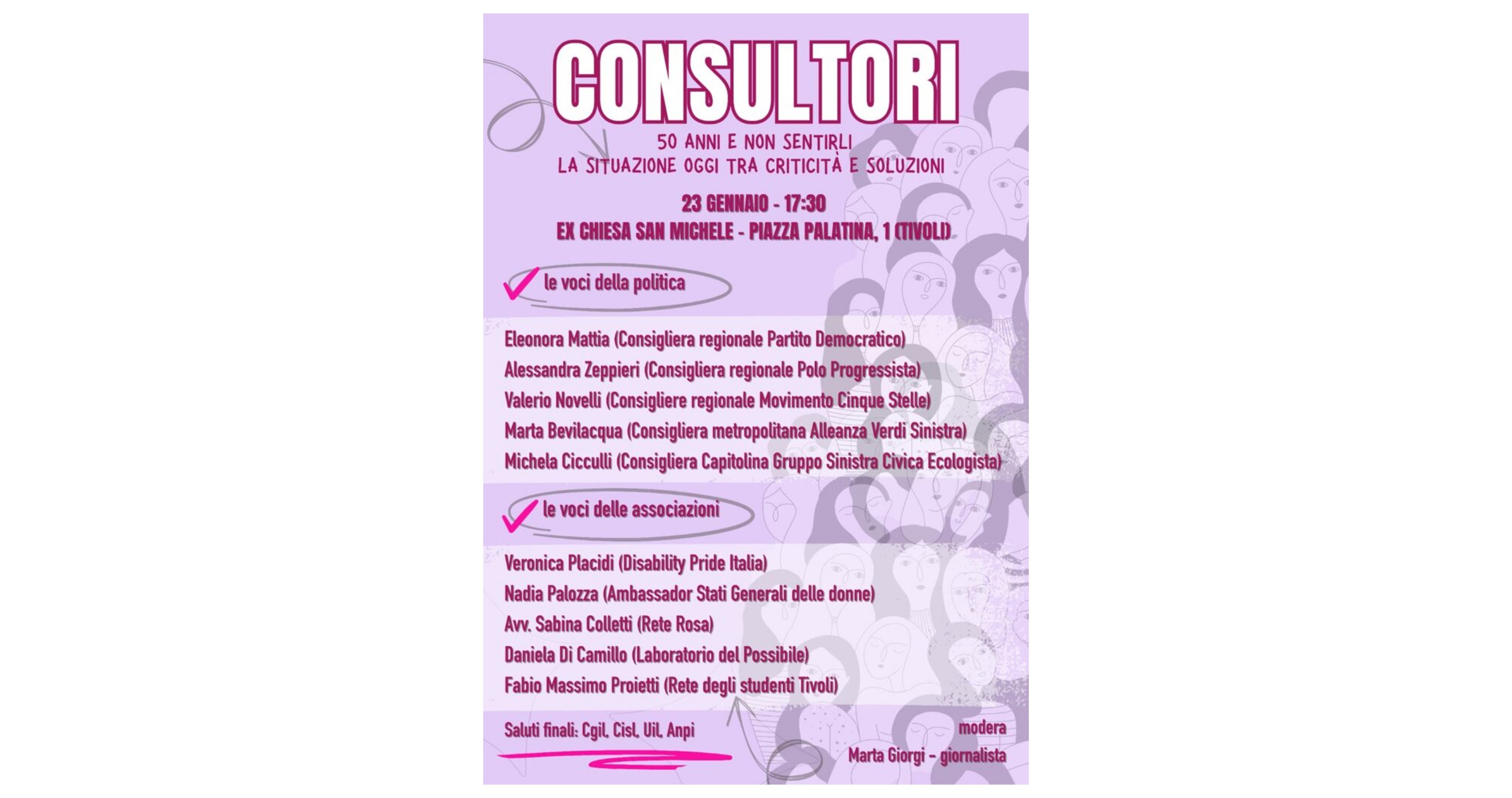 Tivoli, evento sui consultori: confronto per i 50 anni