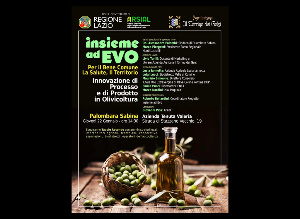 Palombara Sabina, convegno su innovazione e olivicoltura EVO