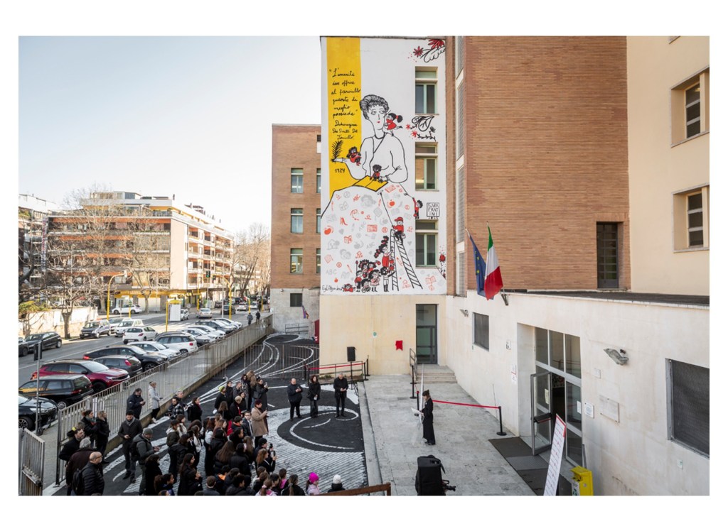 Murales a Ostia per Eglantyne Jebb, fondatrice Save the Children
