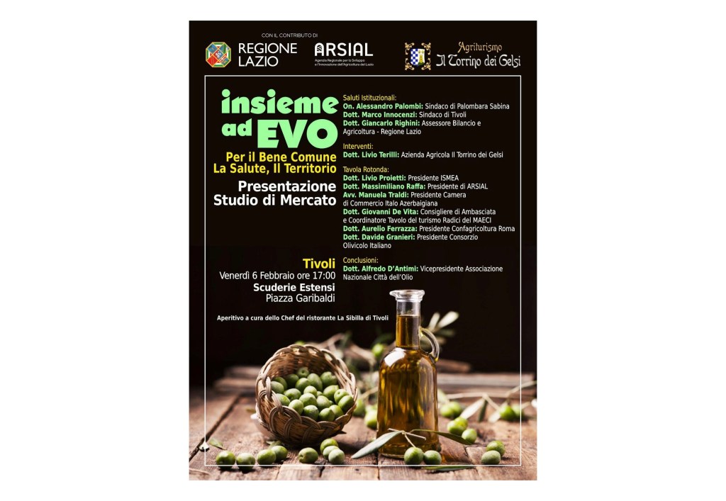 Tivoli, studio sull’oleoturismo: incontro alle Scuderie Estensi