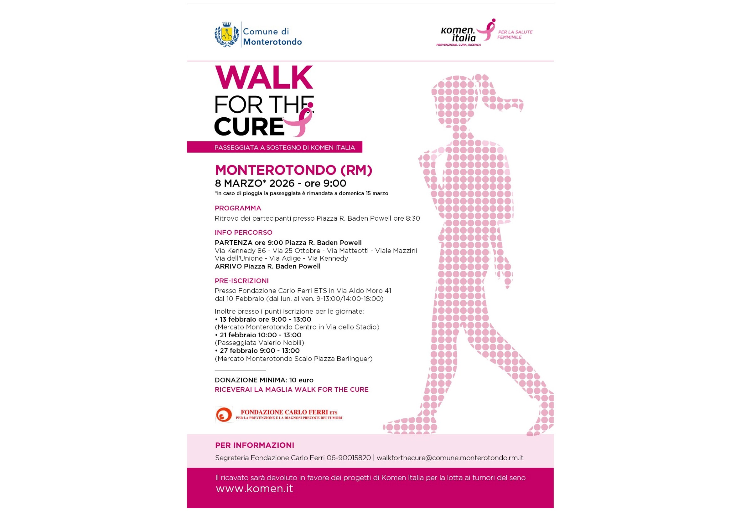 Monterotondo, Walk for the Cure l’8 marzo