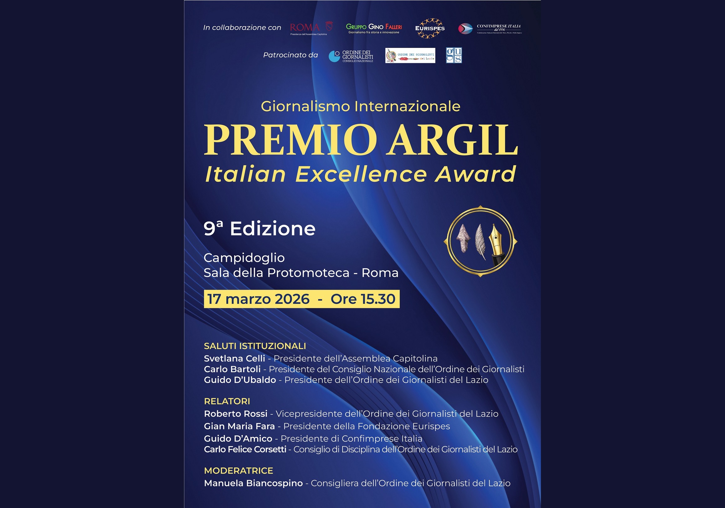 Premio ARGIL 2026: premiati Faggin, Cinquetti e Benanti