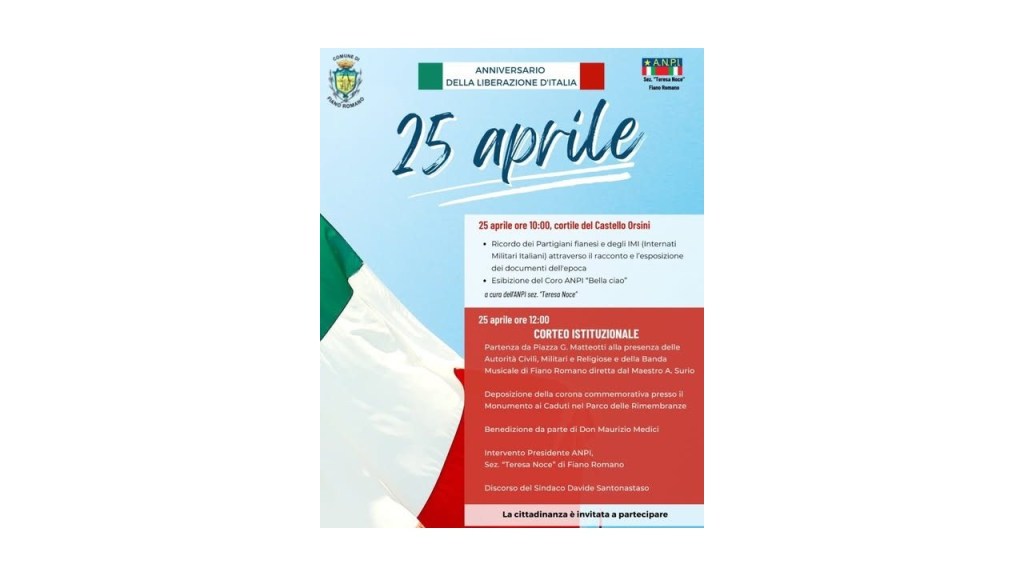Fiano Romano celebra il 25 Aprile: eventi e corteo per la Festa della Liberazione