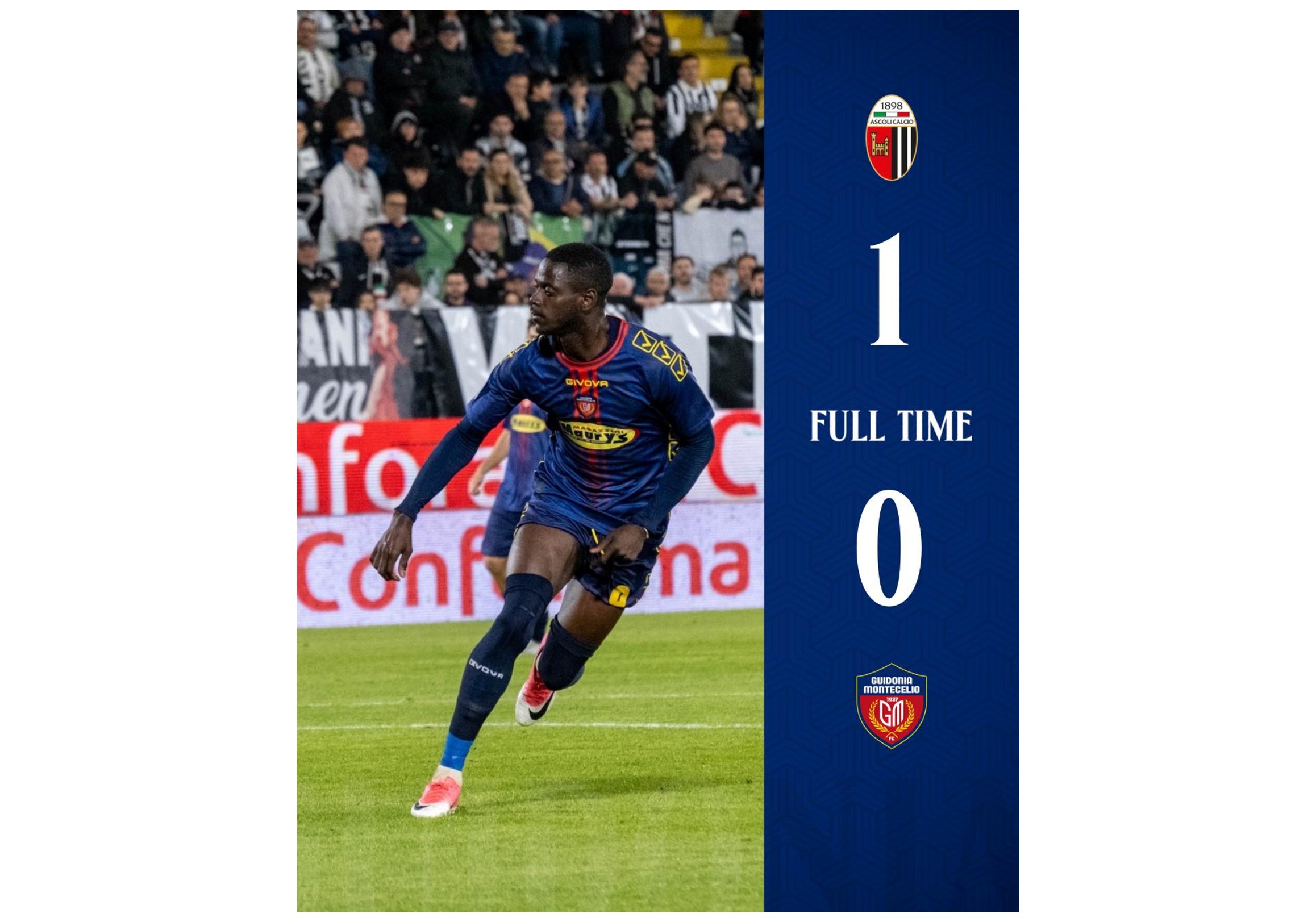 Guidonia ko ad Ascoli, salvezza ancora da blindare