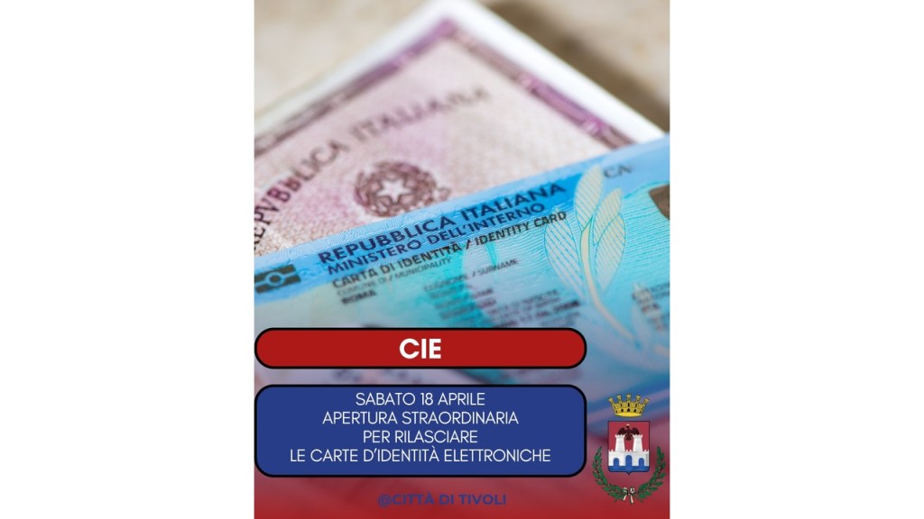 Tivoli – Carte d’identità cartacee valide fino al 3 agosto: apertura straordinaria per la CIE