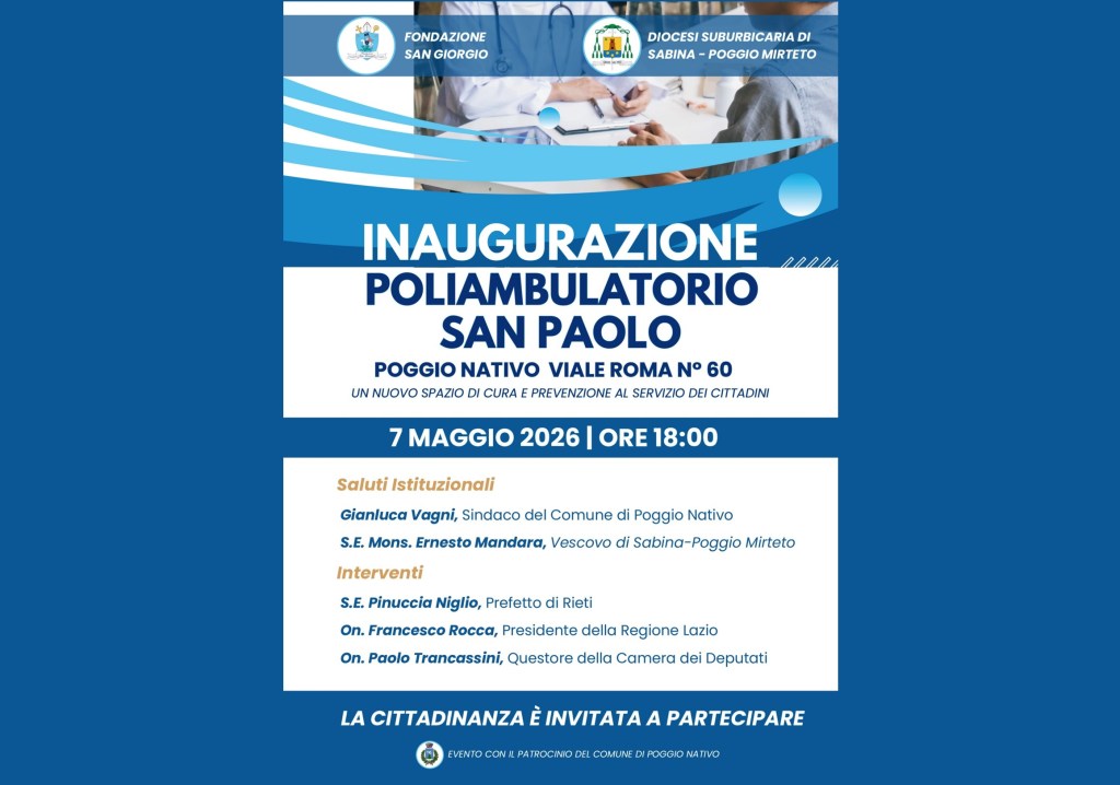 Poggio Nativo: inaugurazione del Poliambulatorio San Paolo
