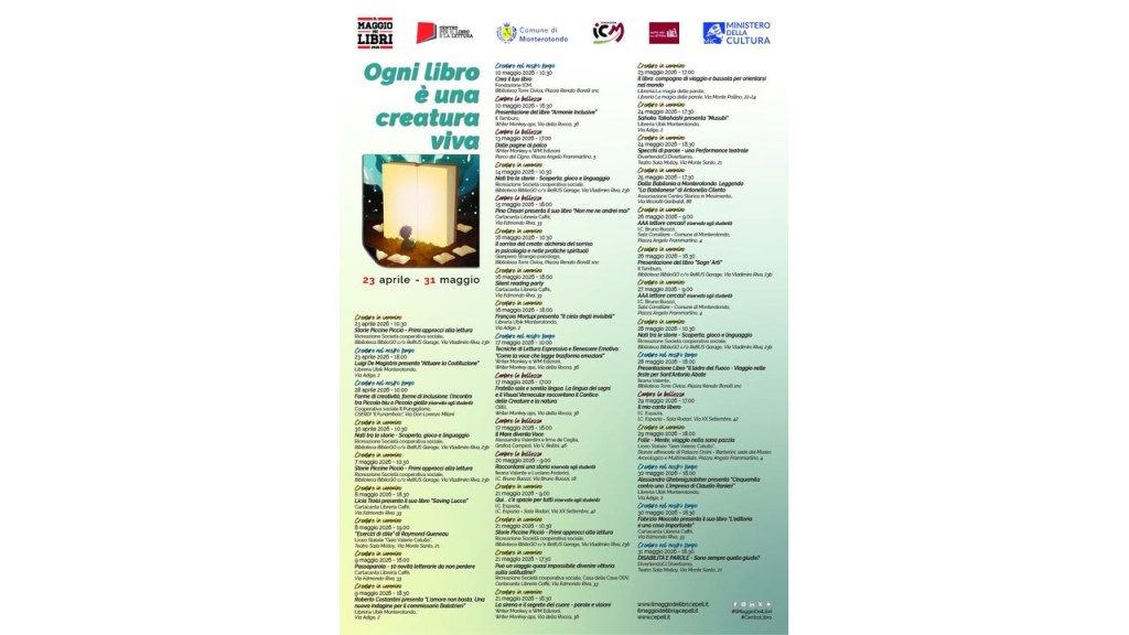 Monterotondo celebra “Il Maggio dei Libri 2026”: eventi e iniziative per promuovere la lettura