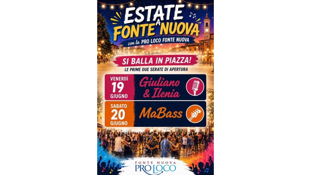 Fonte Nuova inaugura l’estate con due serate di musica in piazza: tutte le info
