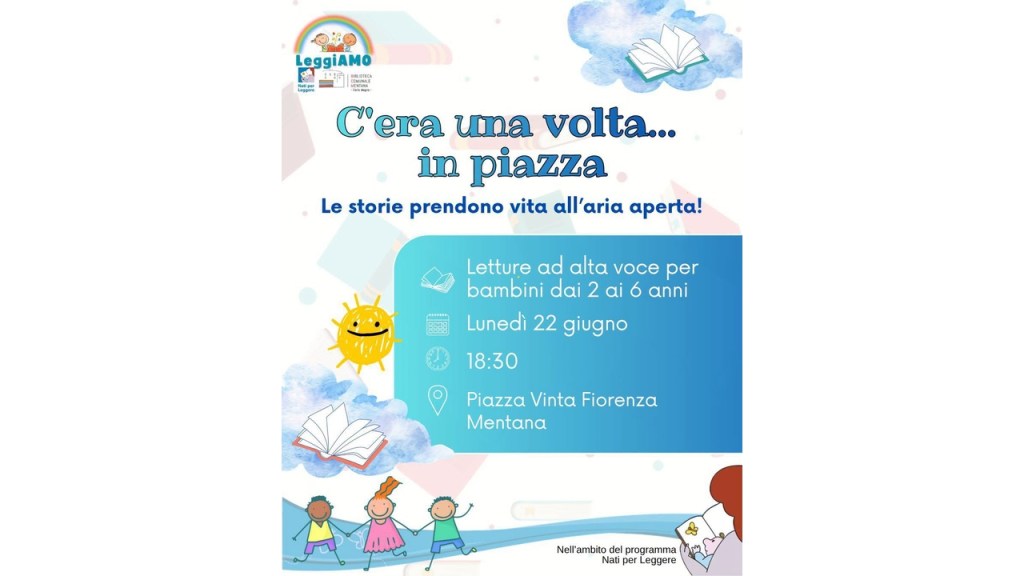 Mentana – Letture all’aperto per i più piccoli: torna “C’era una volta… in piazza”