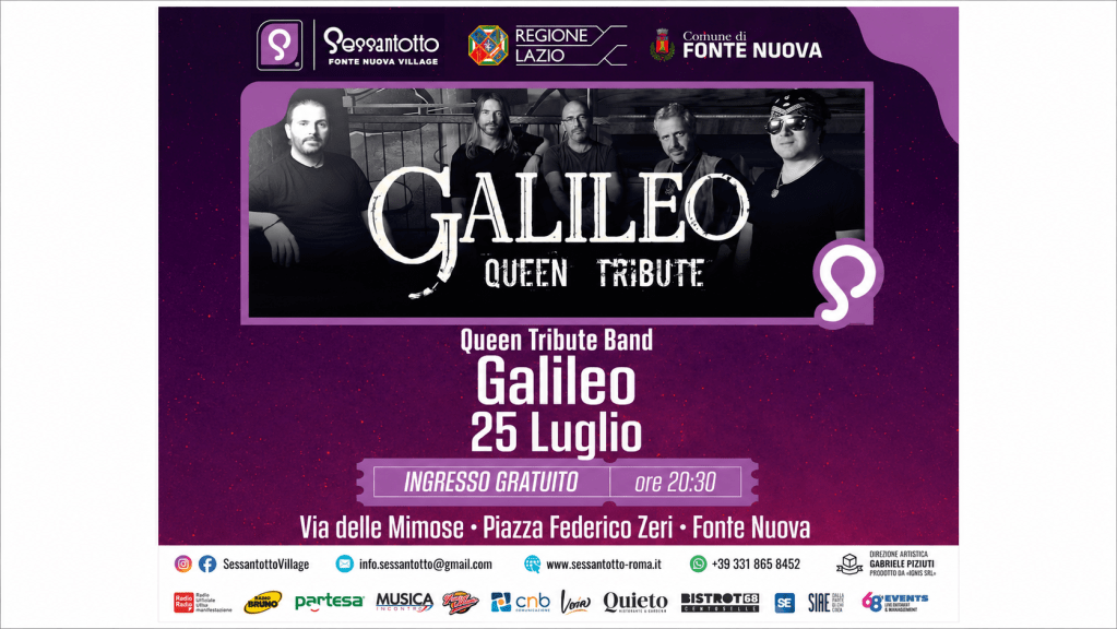 Fonte Nuova – Al Sessantotto Village arriva il tributo ai Queen: concerto dei Galileo