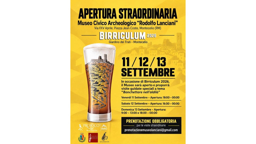 Birriculum 2026 a Montecelio: apertura straordinaria del Museo Lanciani con visite guidate