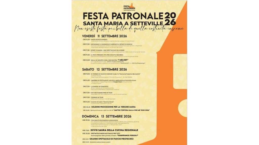 Santa Maria a Setteville: tre giorni di festa patronale tra musica, sport, spettacoli e tradizione