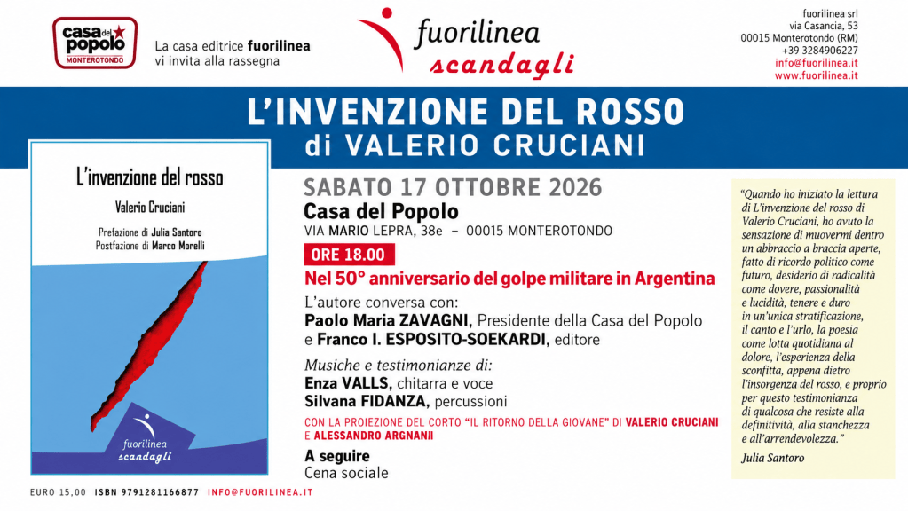 Monterotondo: alla Casa del Popolo la presentazione del libro “L’invenzione del rosso” di Valerio Cruciani