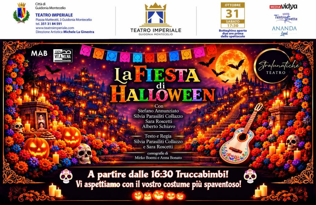Guidonia Montecelio, al Teatro Imperiale arriva “La Fiesta di Halloween”: spettacolo e truccabimbi
