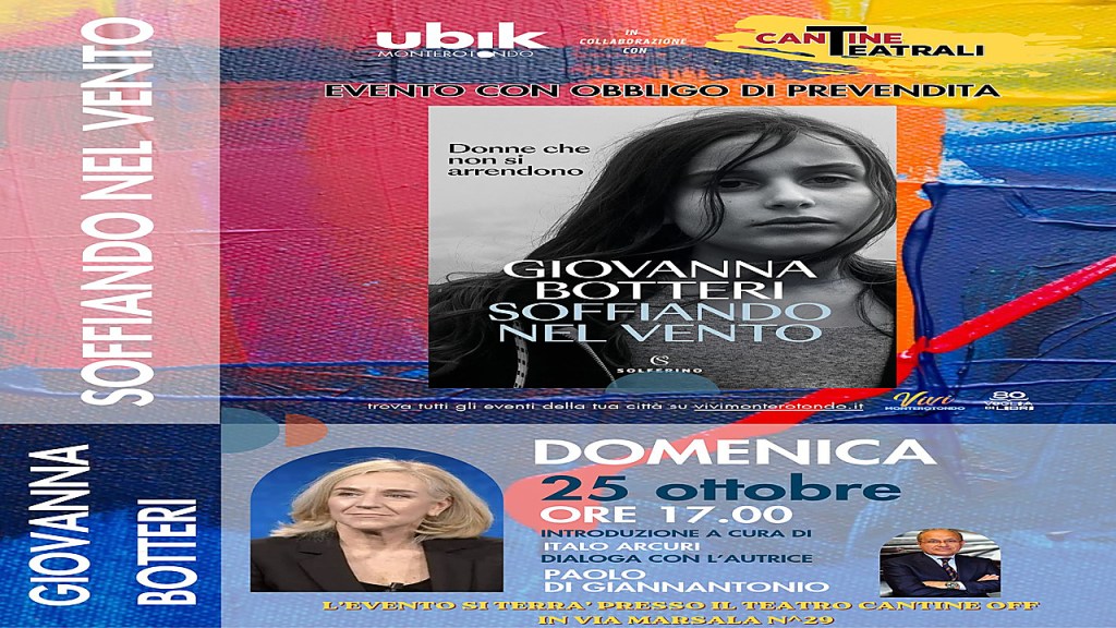 Monterotondo: Giovanna Botteri presenta il libro “Soffiando nel vento” al Teatro Cantine Off